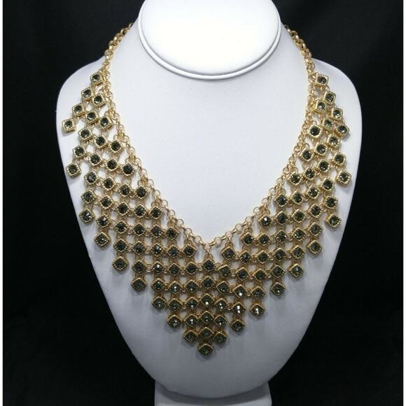 Beautiful Chico's CZ Faux Hematite Rhinestone Gold Necklace, Collar Style, 20 In - Picture 14 of 16